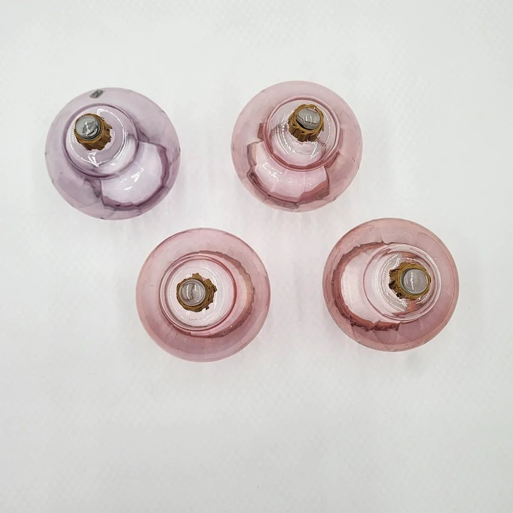 Vintage Blown Glass Peg Votive Cups Pink Purple Mixed Lot of 4 Scalloped Mexico
